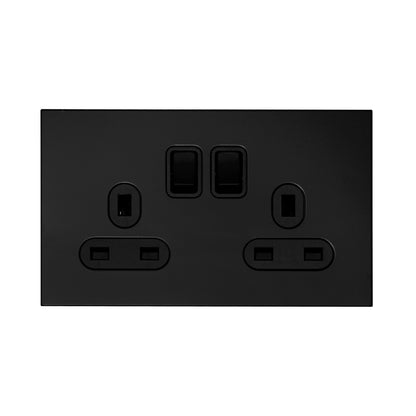 Double UK Socket 13A – On/Off – Stainless Steel