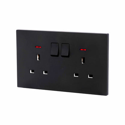 Double UK Socket 13A – Ultra Thin Plastic