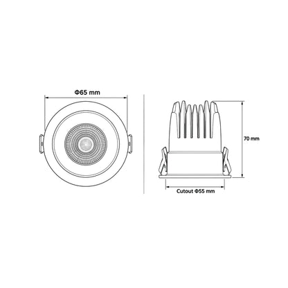 LED Spot Light - 7W - IP65 Waterproof, 60mm Cutout, Die-Casting Aluminum, AC85-265V