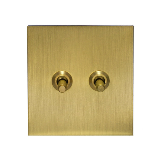 2 Gang 2 Way Switch – Knurled Toggle – Stainless Steel / Copper