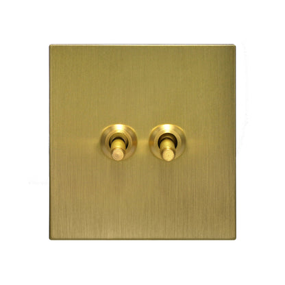 2 Gang 2 Way Switch – Knurled Toggle – Stainless Steel / Copper